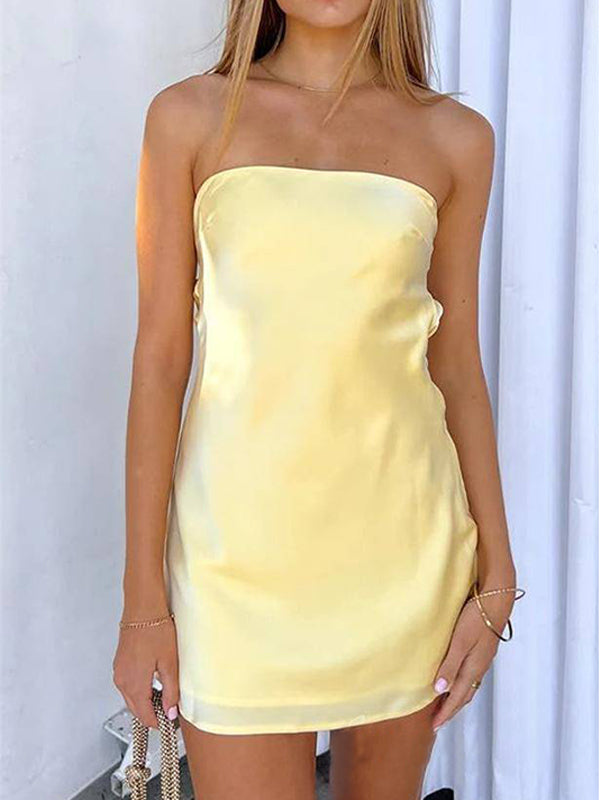 Strapless Tight Homecoming Dress with Open Back