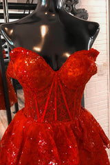 Red Tiered Homecoming Dress Corset Sleeveless Short Cocktail Dress