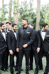 Classic Black 2-Piece Notched Lapel Groom Suit