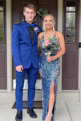 Regal Royal Blue Notched Lapel 2-Piece Prom Suit