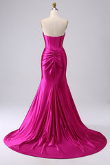 Fuchsia Mermaid Sweetheart Long Prom Dress with Slit