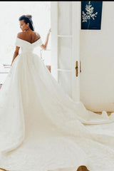 Off The Shoulder A Line Bridal Gown Garden Wedding Dress