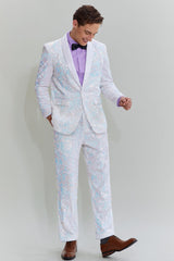 Sparkly White Sequined 2-Piece Men's Prom Homecoming Suit