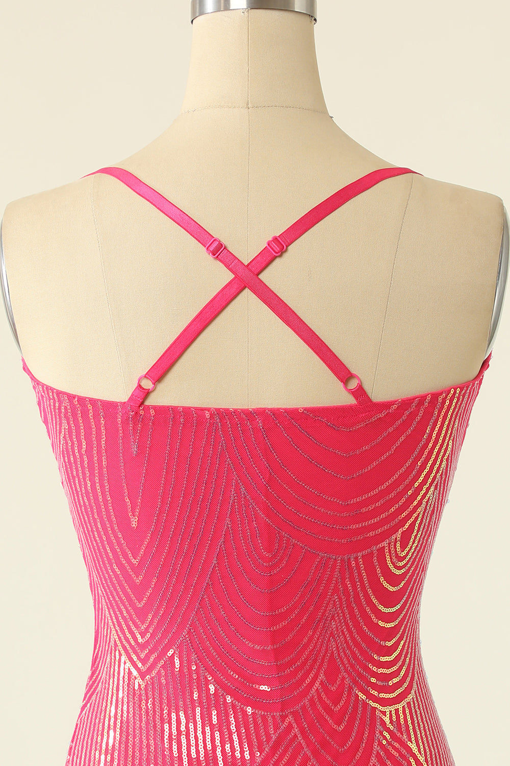 V-Neck Fuchsia Homecoming Dress With Fringes