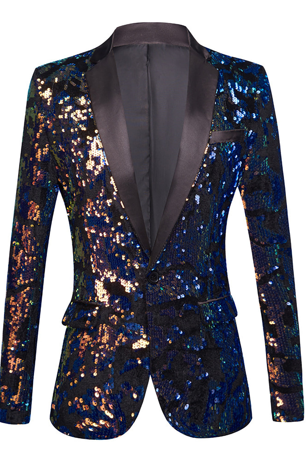 Dazzling Sparkly Dark Blue Sequins Men's Blazer