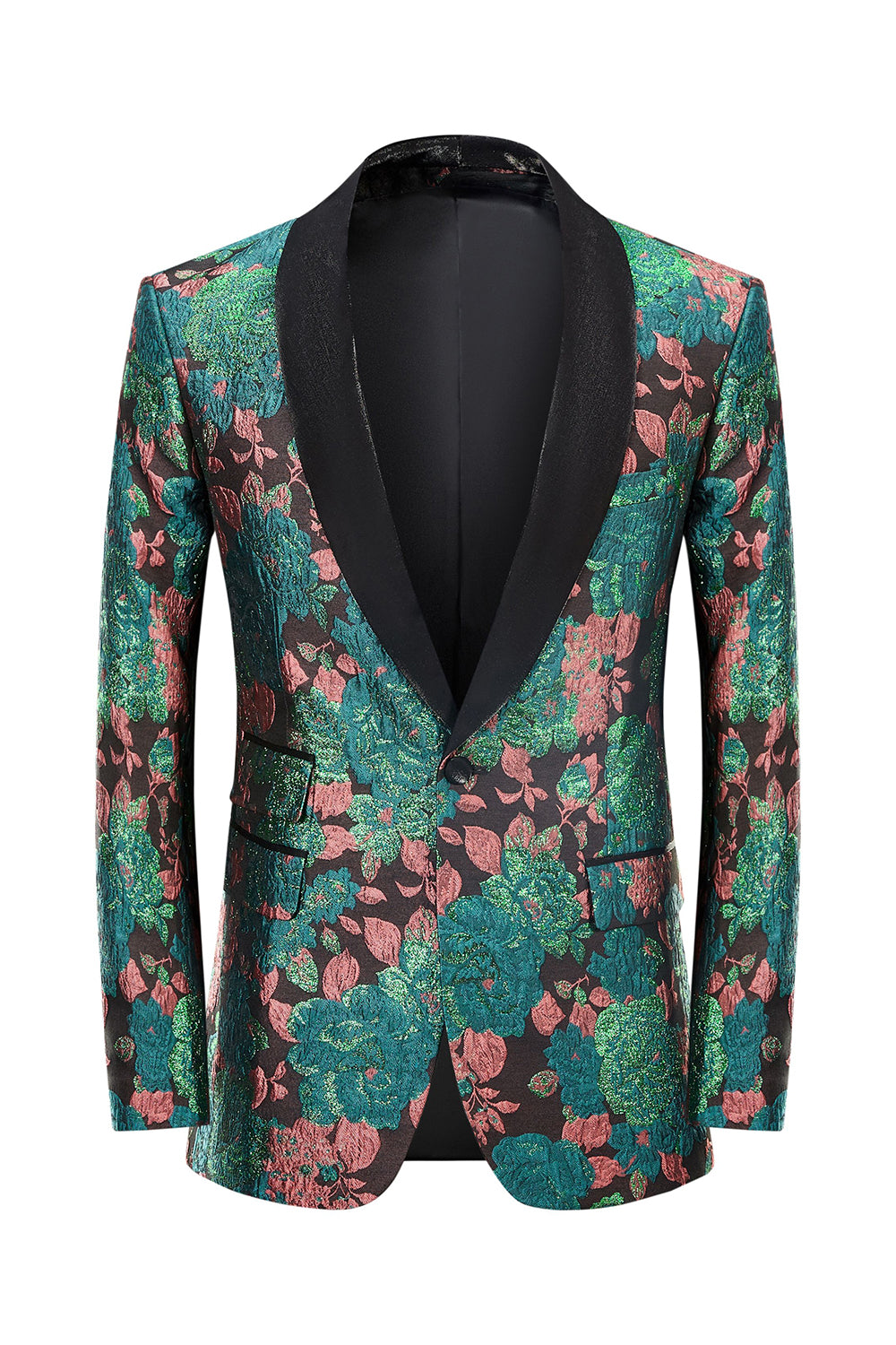 Stylish Green Shawl Lapel Jacquard Men's Prom Blazer