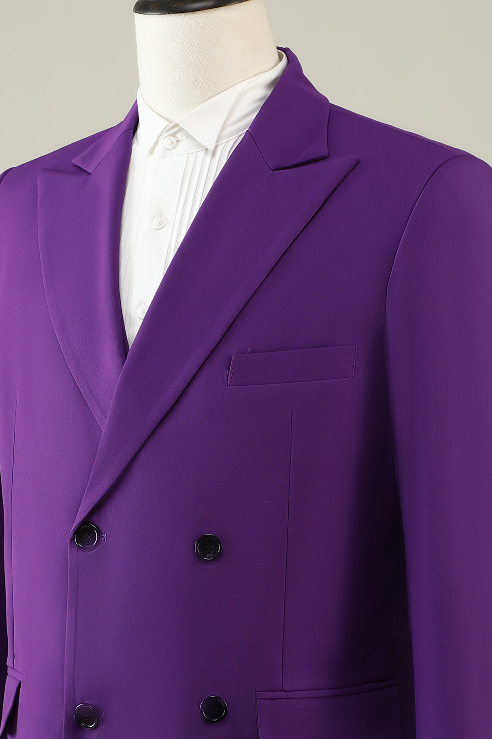 Stylish Purple Double-Breasted 3-Piece Prom Homecoming Suit