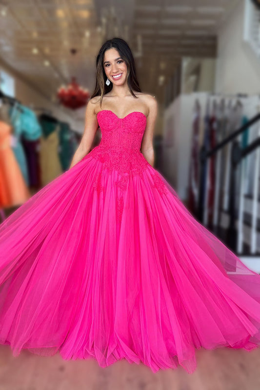 Tulle A-Line Sweetheart Corset Prom Dress