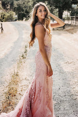 Lace Mermaid Backless Prom Dress