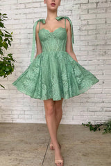 Green Sweetheart Homecoming Dress with Appliques