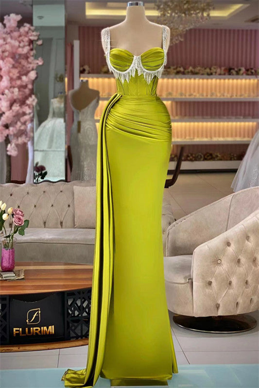 Gorgeous Sleeveless Mermaid Long Evening Dress with Straps and Tassels