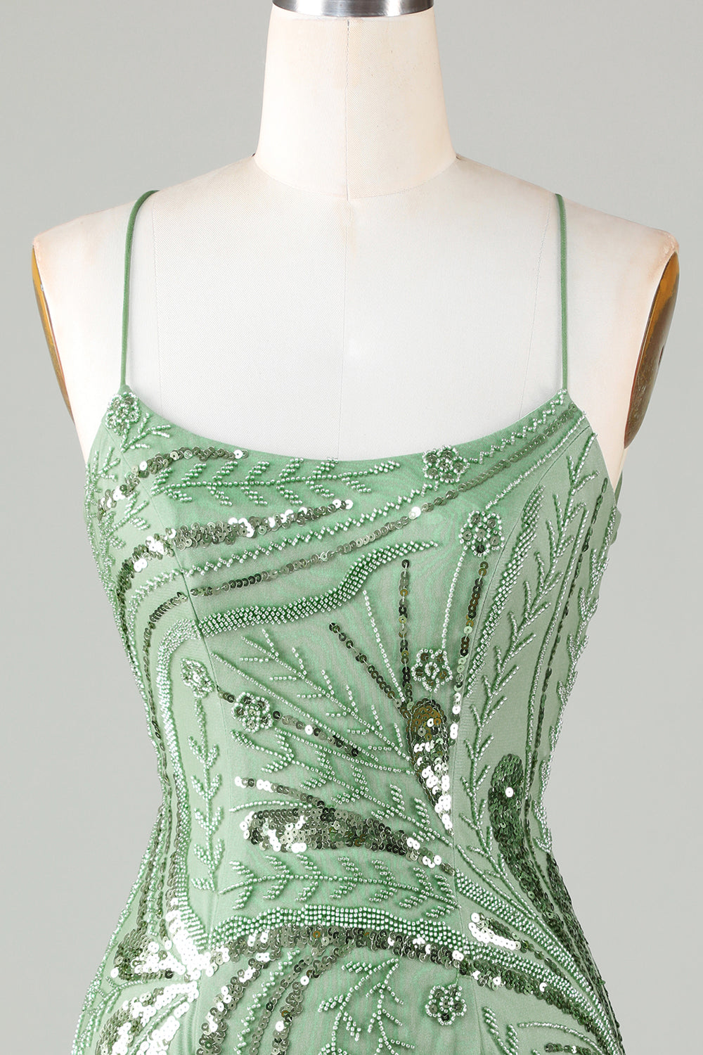 Glitter Green Sequins Tight Beaded Short Homecoming Dress