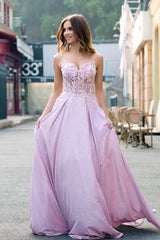 Blush A Line Long Corset Prom Dress With Appliques