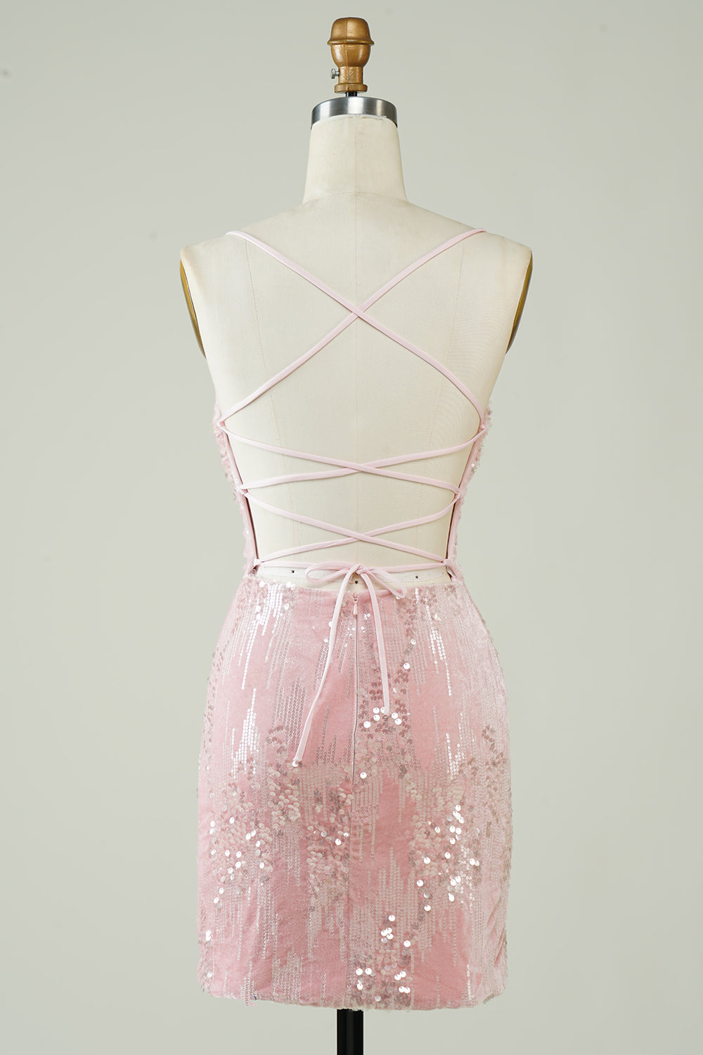 Velvet Sequins Pink Tight Homecoming Dress with Hollow-out