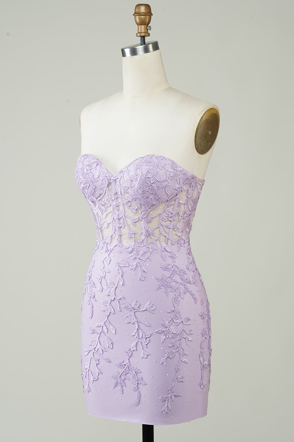 Bodycon Sweetheart Purple Corset Homecoming Dress with Appliques