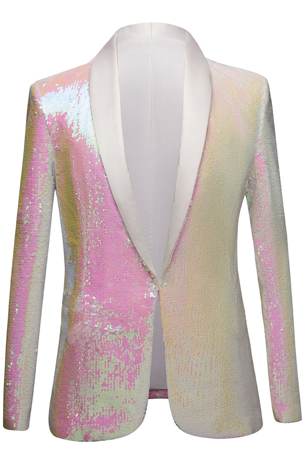 Dazzling White Sequins One-Button Men's Blazer