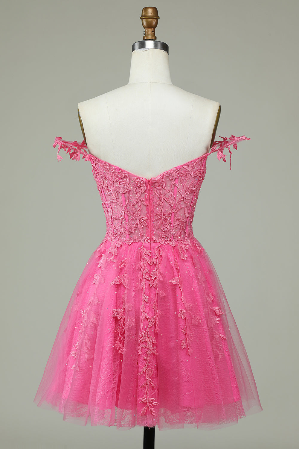 Hot Pink Corset Lace A-Line Short Homecoming Dress