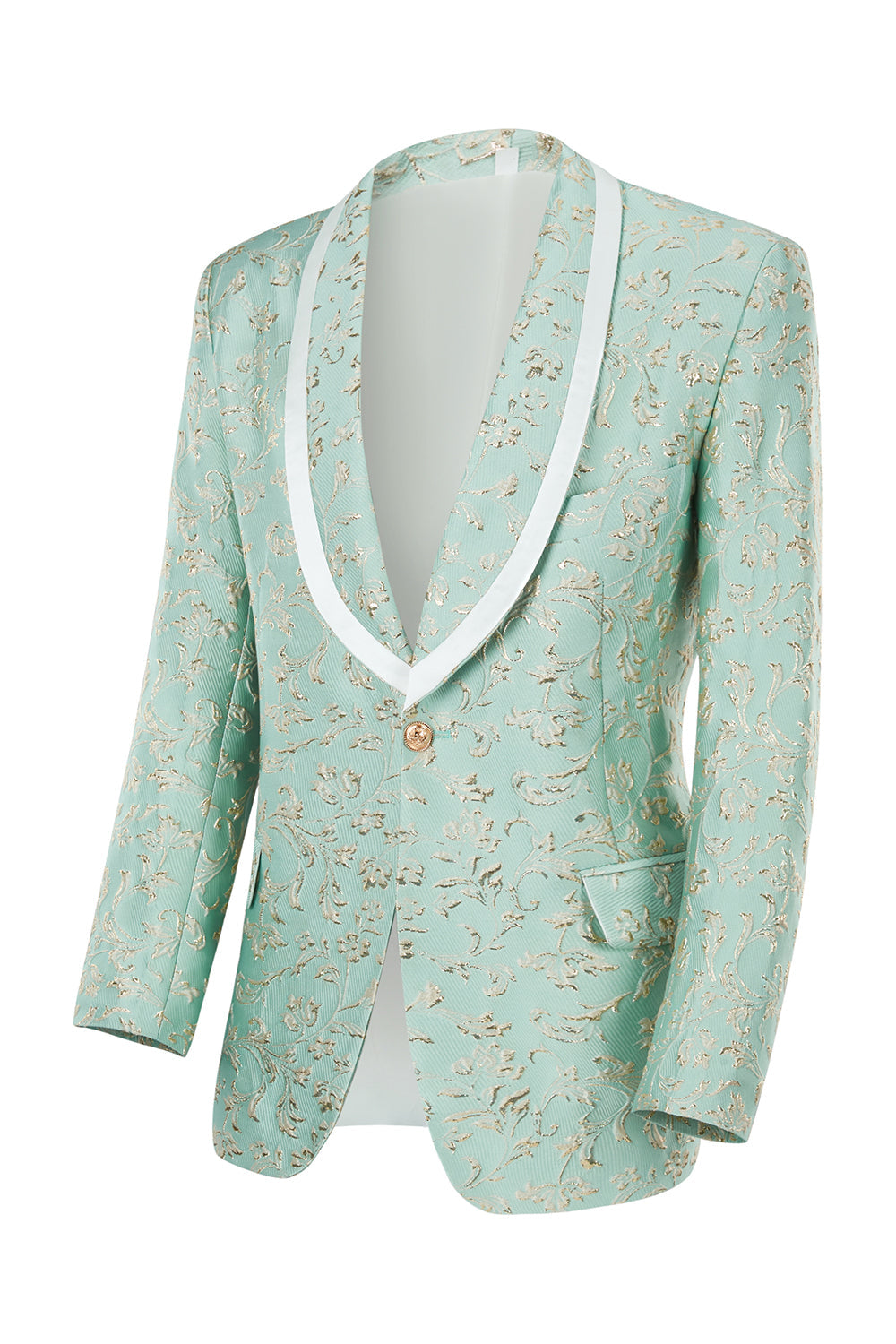 Chic Mint Shawl Lapel Jacquard Men's Prom Suit