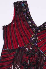 Red Glitter Fringe Flapper Dress