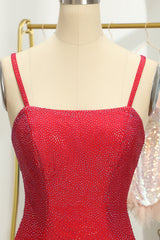 Red Sequins Lace-Up Tight Short Homecoming Dress