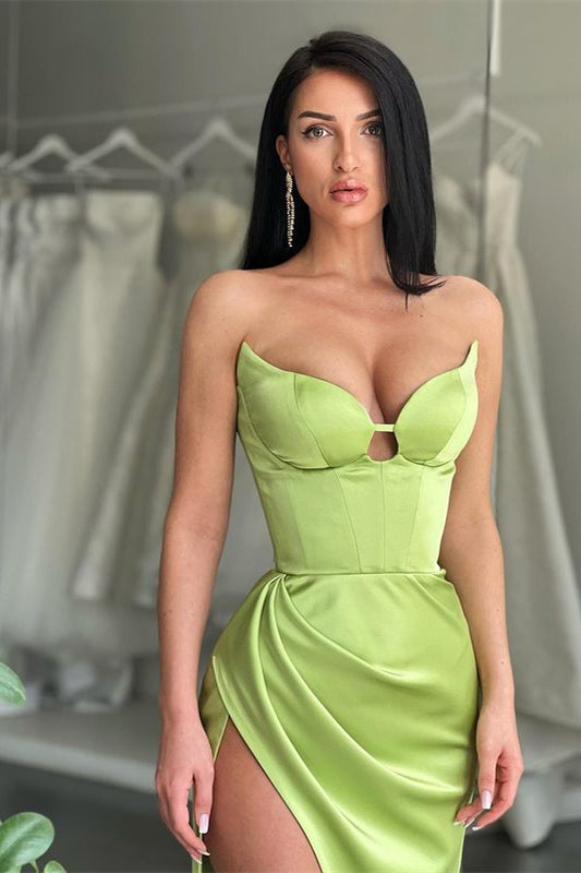 Light Green Sweetheart Mermaid Evening Dress with Split