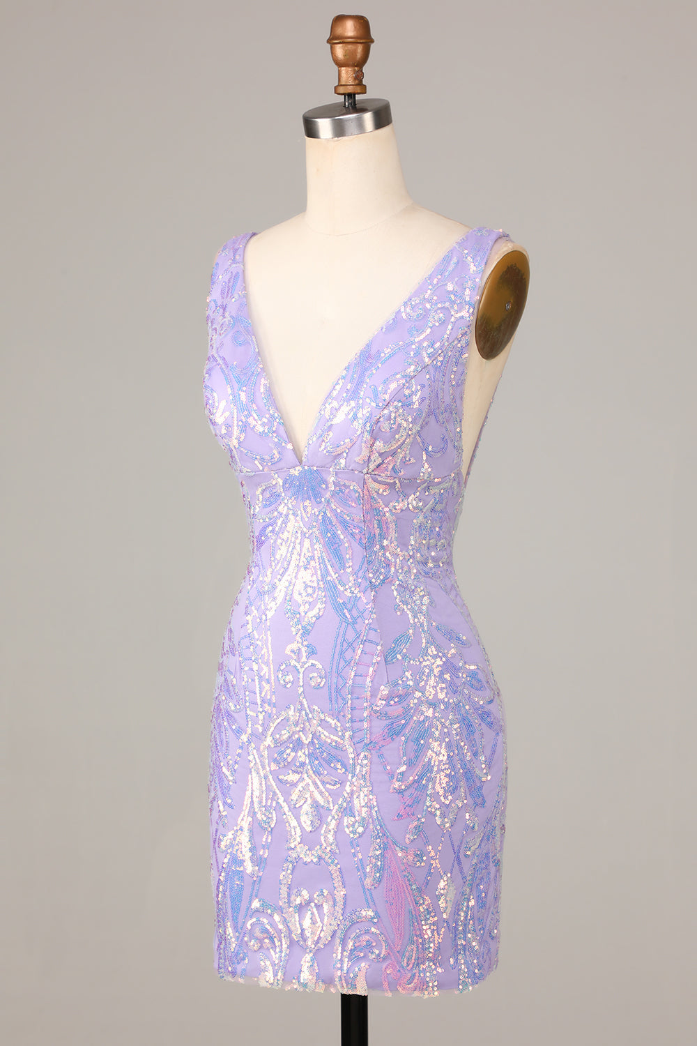 Sparkly Lilac Sequins Tight Short Homecoming Dress