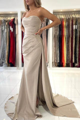 Elegant Mermaid Strapless Evening Dress with Split On Sale