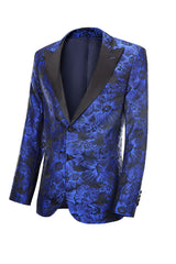 Elegant Peak Lapel Jacquard Royal Blue Single-Breasted Men's Prom Blazer