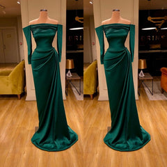 Dark Green Off The Shoulder Mermaid Prom Dress Long Evening Gowns