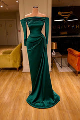 Dark Green Off The Shoulder Mermaid Prom Dress Long Evening Gowns