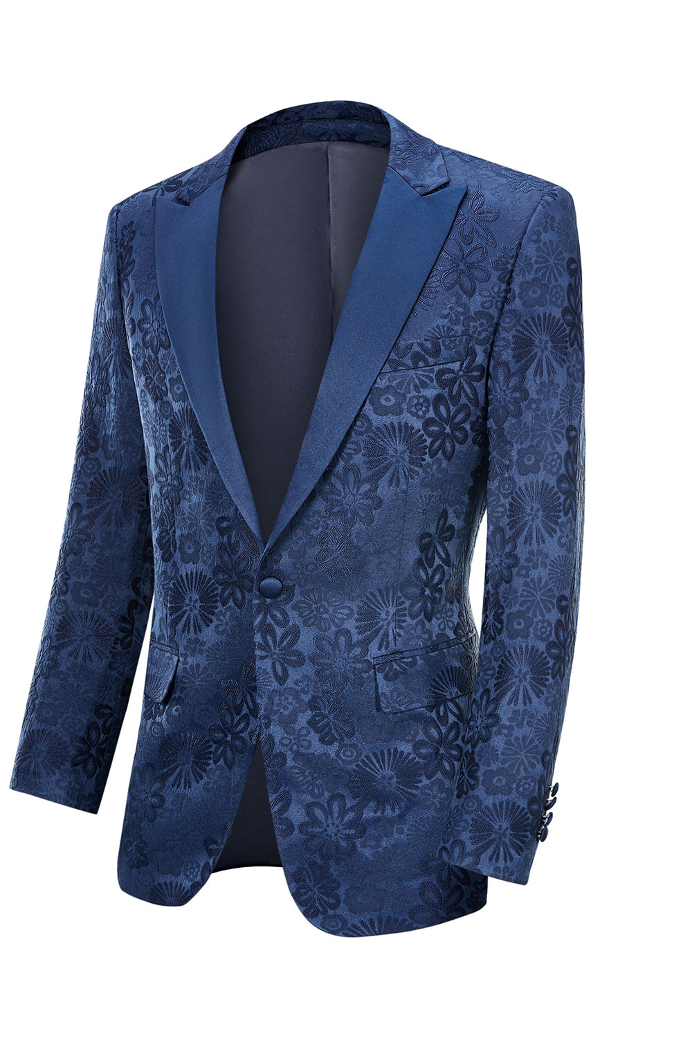 Stylish Peak Lapel Black Jacquard Men's Prom Suit