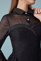 Black Mini Long Sleeve A Line Casual Holiday Dress