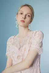 Lace Short Sleeve Maxi A Line Casual Holiday Dress