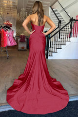 Fuchsia Mermaid Sweetheart Long Prom Dress with Slit