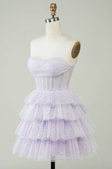 Lilac Corset A-Line Short Tulle Homecoming Dress