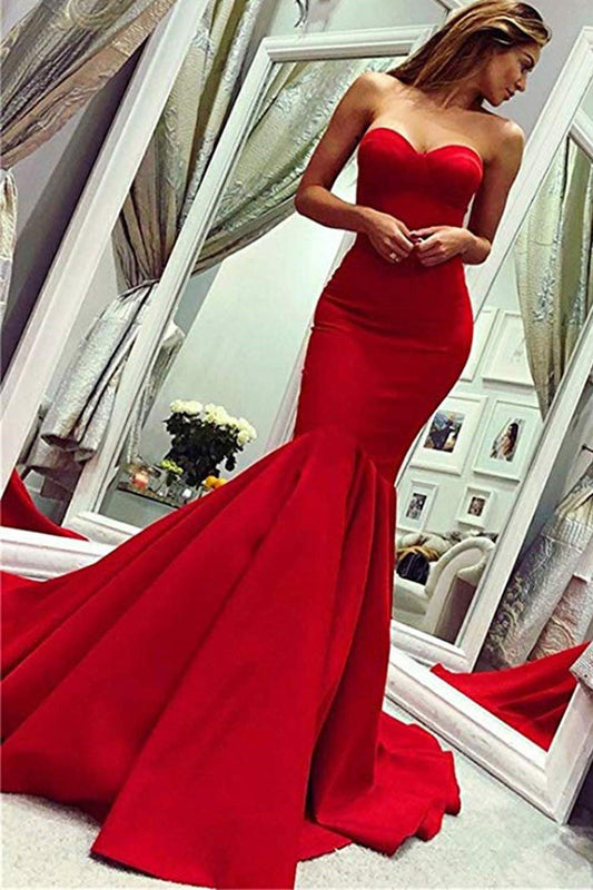 Red Sweetheart Mermaid Long Evening Dress