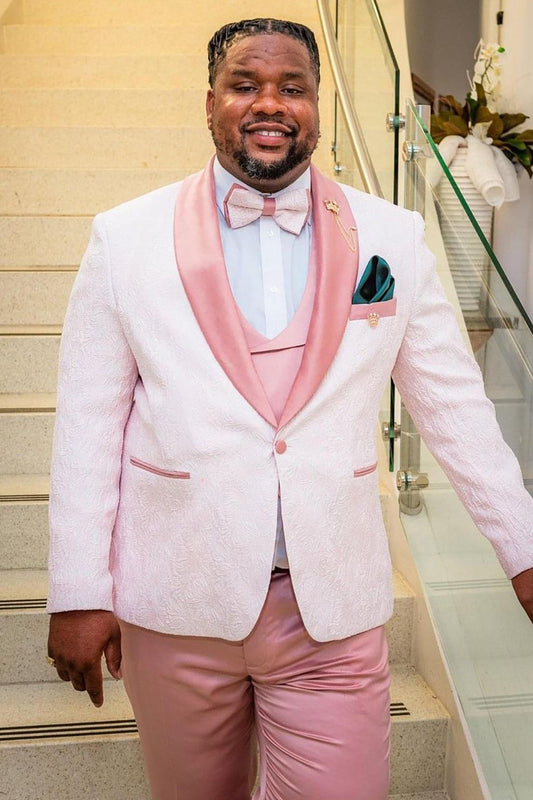 Chic Pink Shawl Lapel Wedding Party Suit for Men