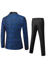 Timeless Black Jacquard Shawl Lapel Men's 2-Piece Suit