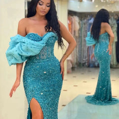 Gorgeous Off-The-Shoulder One Shoulder Sweetheart Mermaid Evening Dress with Sequins