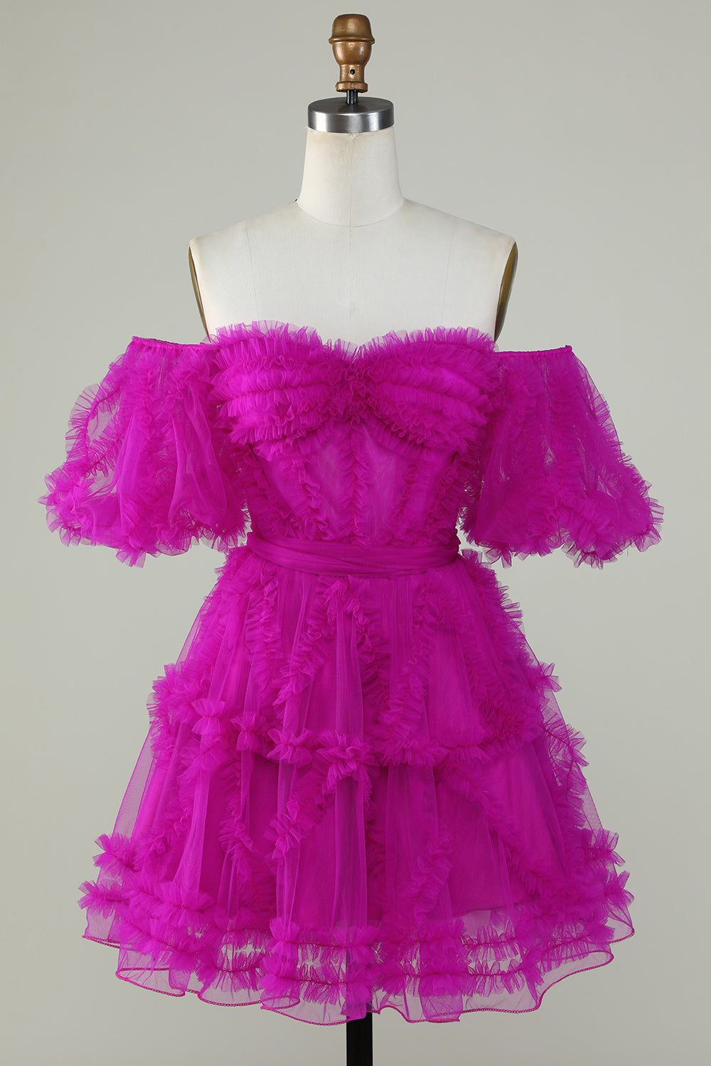 Fuchsia Corset A-Line Short Homecoming Dress