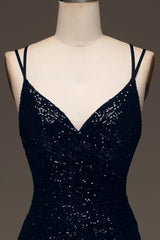 Sparkly Black Mermaid Long Prom Dress With Slit