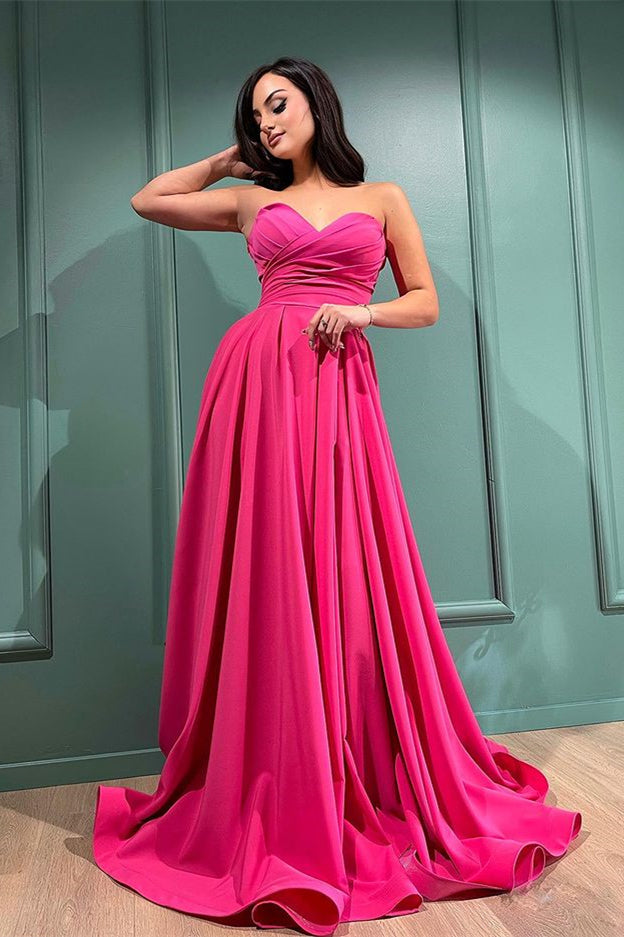 Fuchsia Sweetheart Long Evening Dress with Split