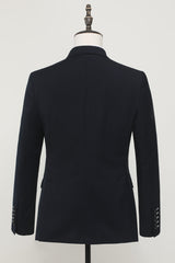 Elegant Navy Double-Breasted Men's Suit Blazer