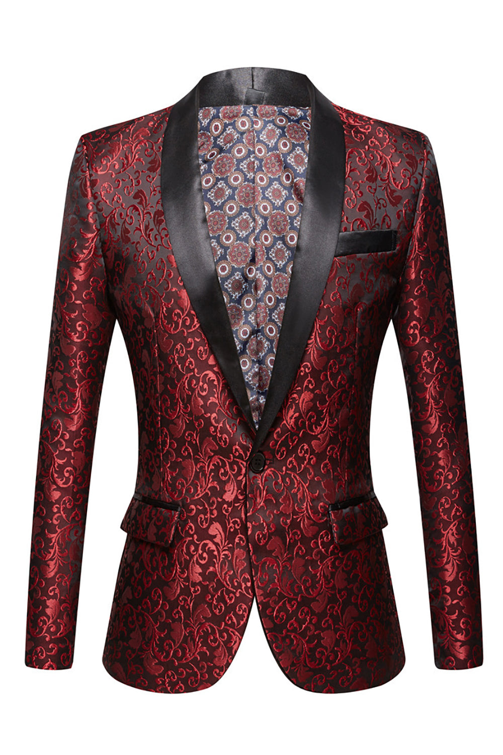 Charming Pink Shawl Lapel Jacquard Men's Blazer