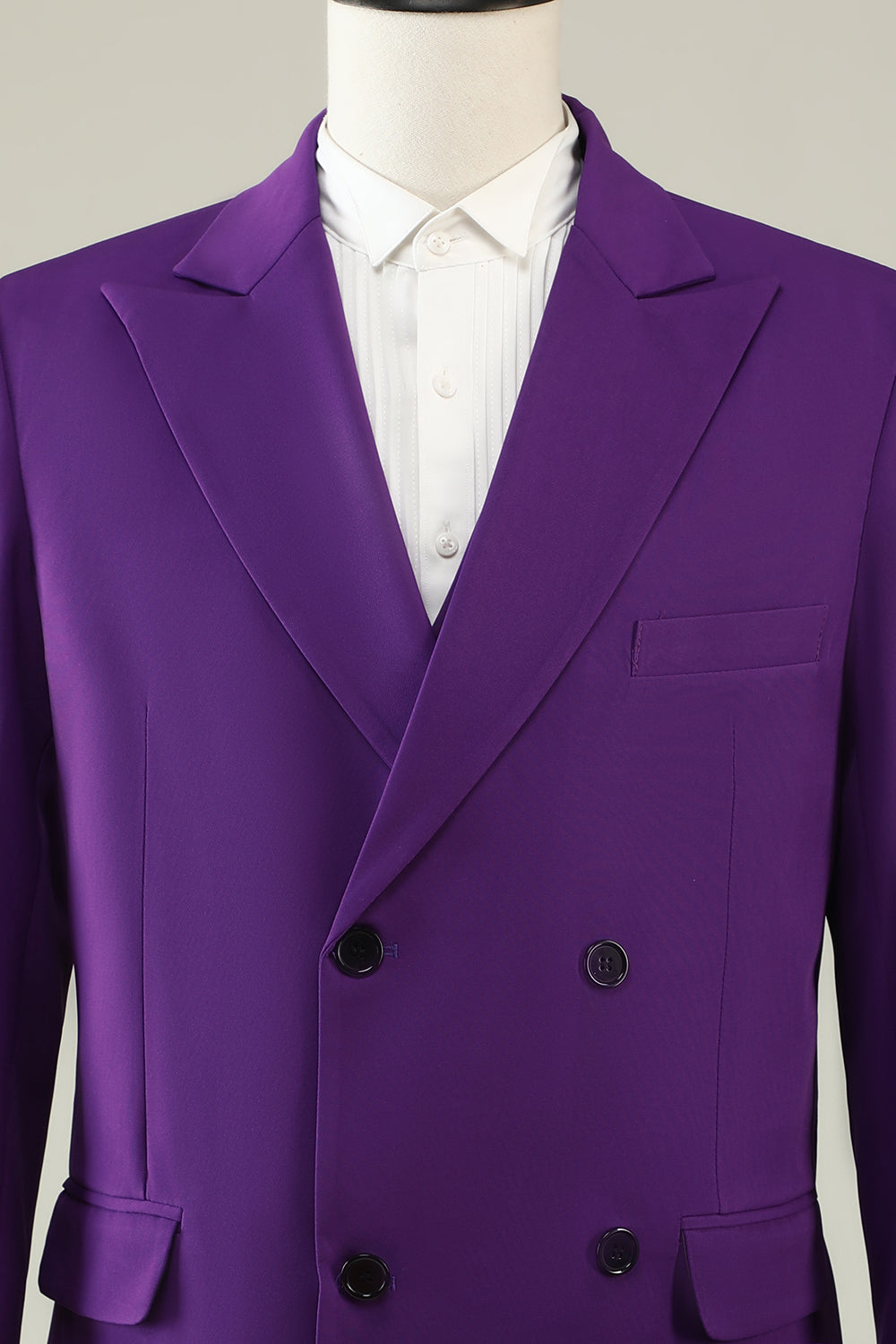 Stylish Purple Double-Breasted 3-Piece Prom Homecoming Suit