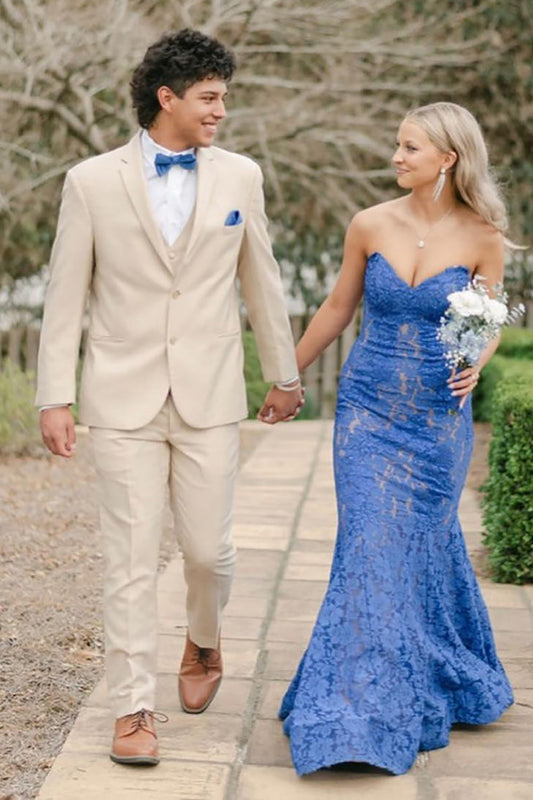 Elegant Ivory Notched Lapel 3-Piece Prom Wedding Suit