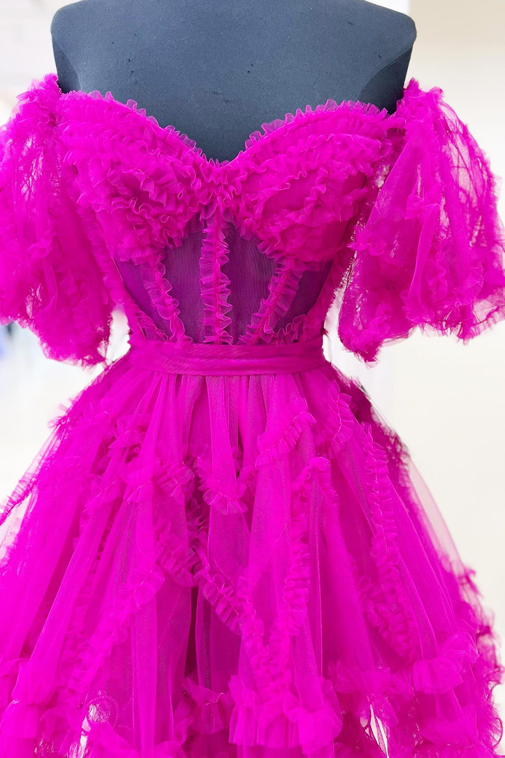 Fuchsia Corset A-Line Short Homecoming Dress