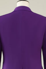 Stylish Purple Double-Breasted 3-Piece Prom Homecoming Suit