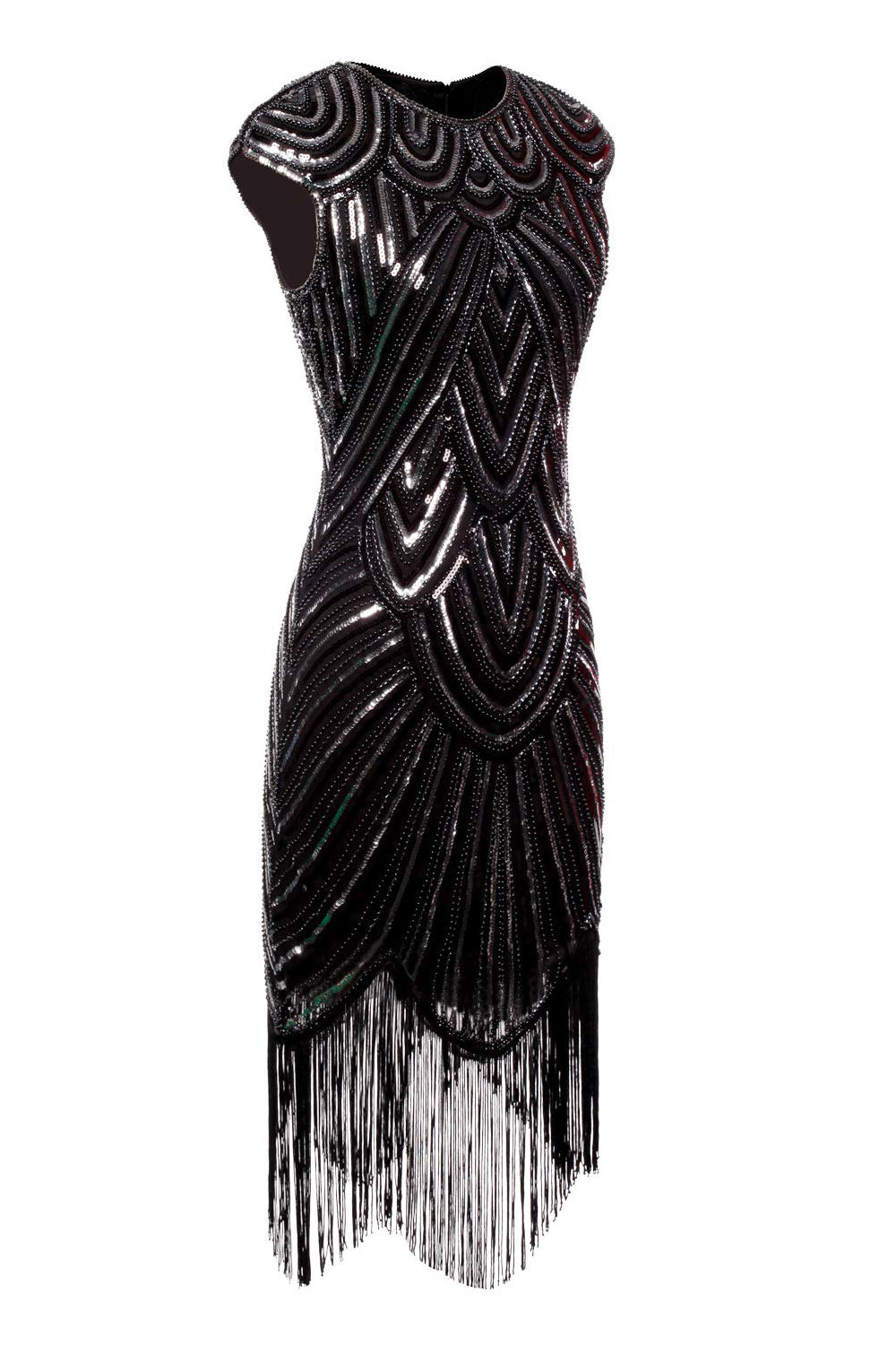 Black Gatsby Glitter Fringe Dress