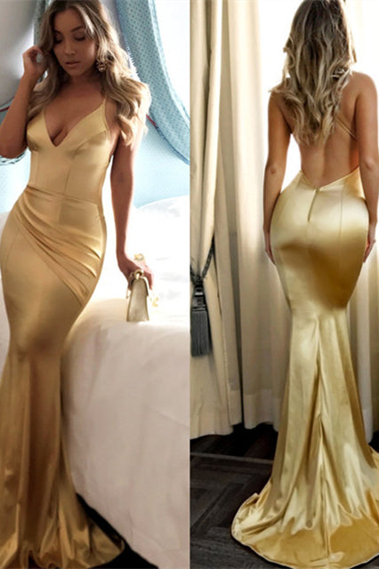 Daffodil V-Neck Sleeveless Long Mermaid Evening Dress Online